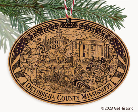 Oktibbeha County Mississippi Engraved Natural Ornament