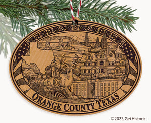 Orange County Texas Engraved Natural Ornament