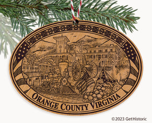 Orange County Virginia Engraved Natural Ornament