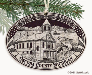 Oscoda County Michigan Engraved Ornament