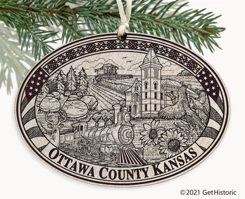 Ottawa County Kansas Engraved Ornament