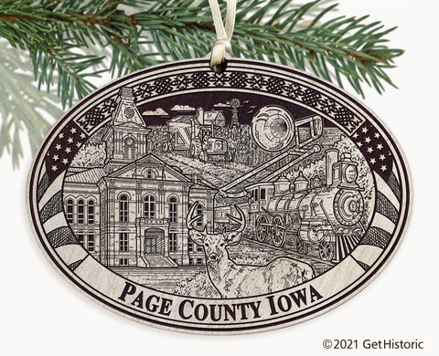 Page County Iowa Engraved Ornament