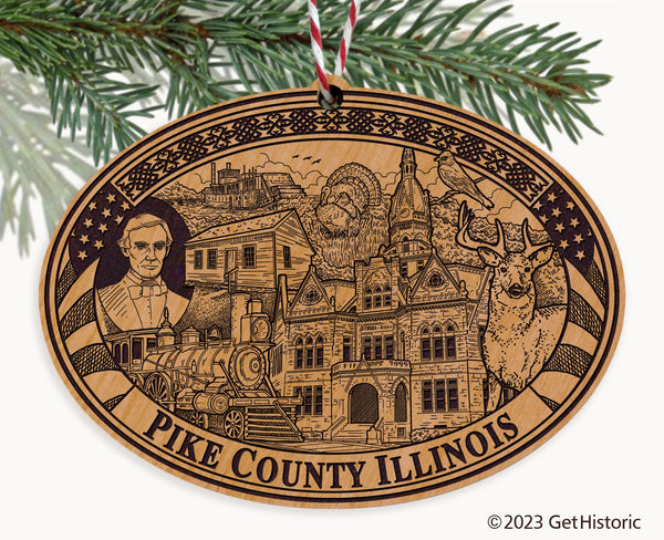 Pike County Illinois Engraved Natural Ornament