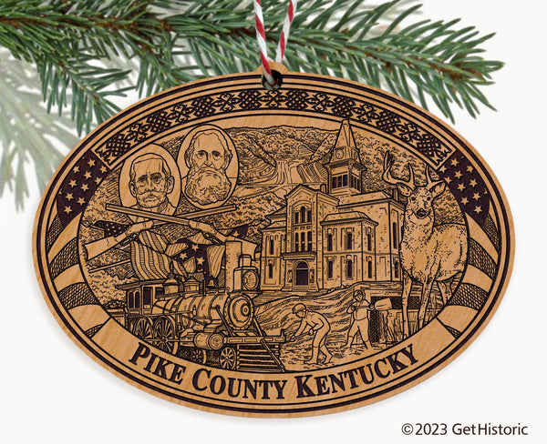 Pike County Kentucky Engraved Natural Ornament