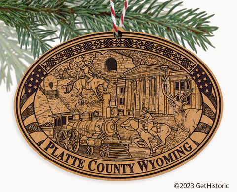 Platte County Wyoming Engraved Natural Ornament