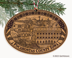 Pocahontas County Iowa Engraved Natural Ornament