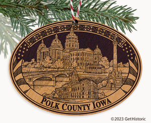 Polk County Iowa Engraved Natural Ornament