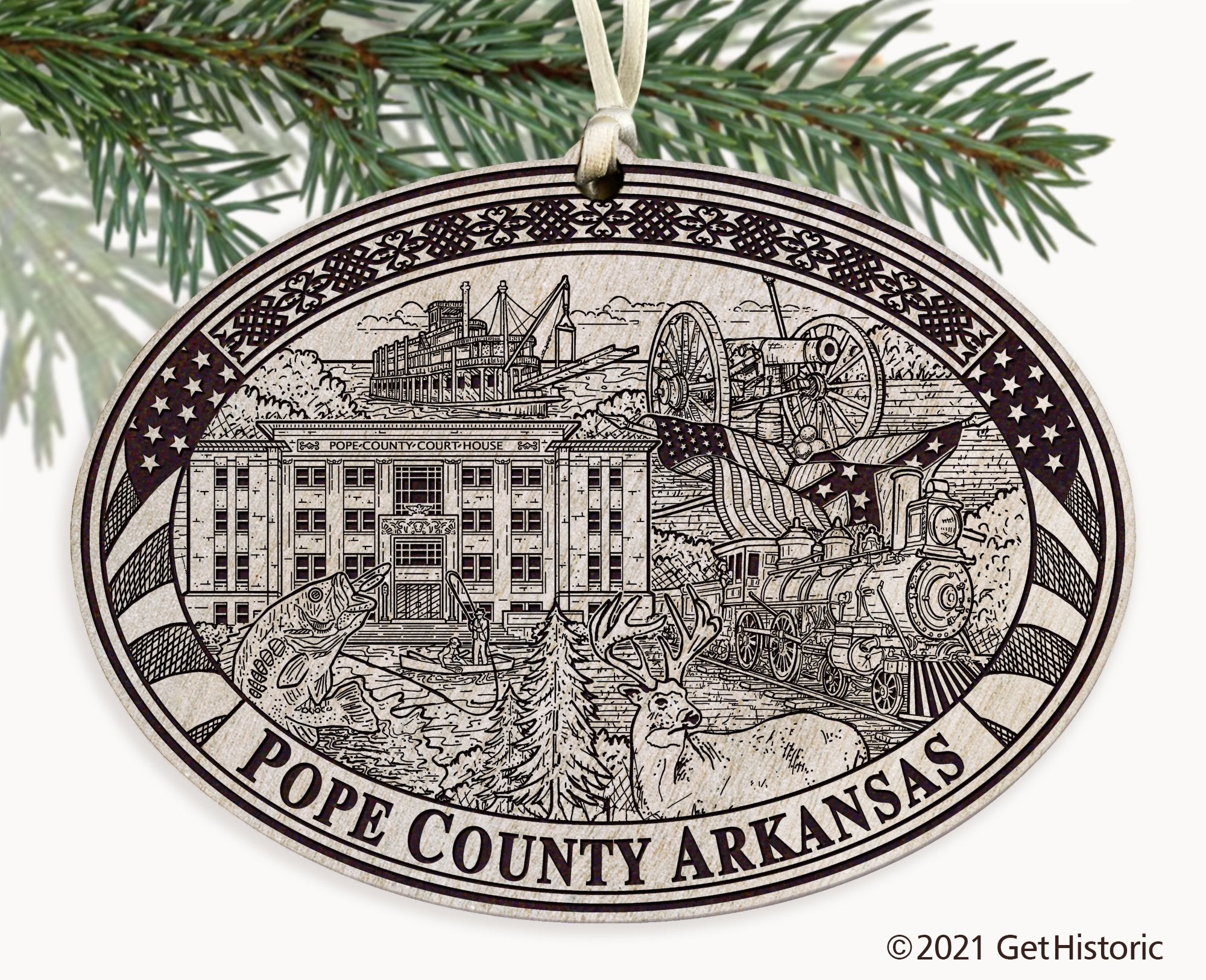 Pope County Arkansas Engraved Ornament