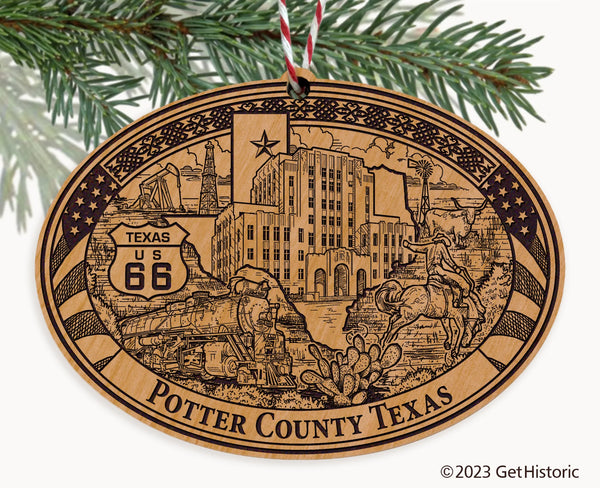 Potter County Texas Engraved Natural Ornament