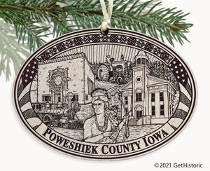 Poweshiek County Iowa Engraved Ornament