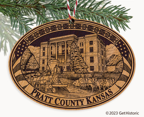 Pratt County Kansas Engraved Natural Ornament