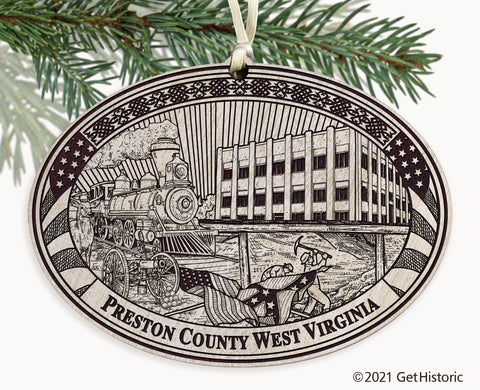 Preston County West Virginia Engraved Ornament