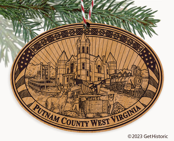 Putnam County West Virginia Engraved Natural Ornament