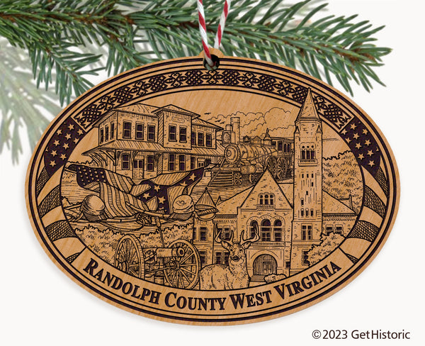 Randolph County West Virginia Engraved Natural Ornament