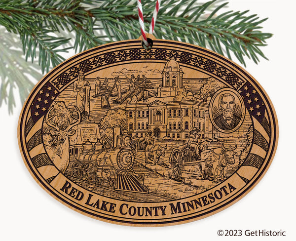 Red Lake County Minnesota Engraved Natural Ornament