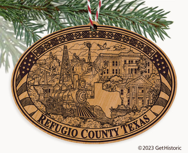 Refugio County Texas Engraved Natural Ornament