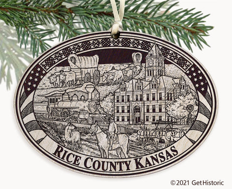 Rice County Kansas Engraved Ornament