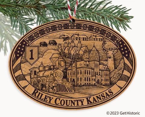 Riley County Kansas Engraved Natural Ornament