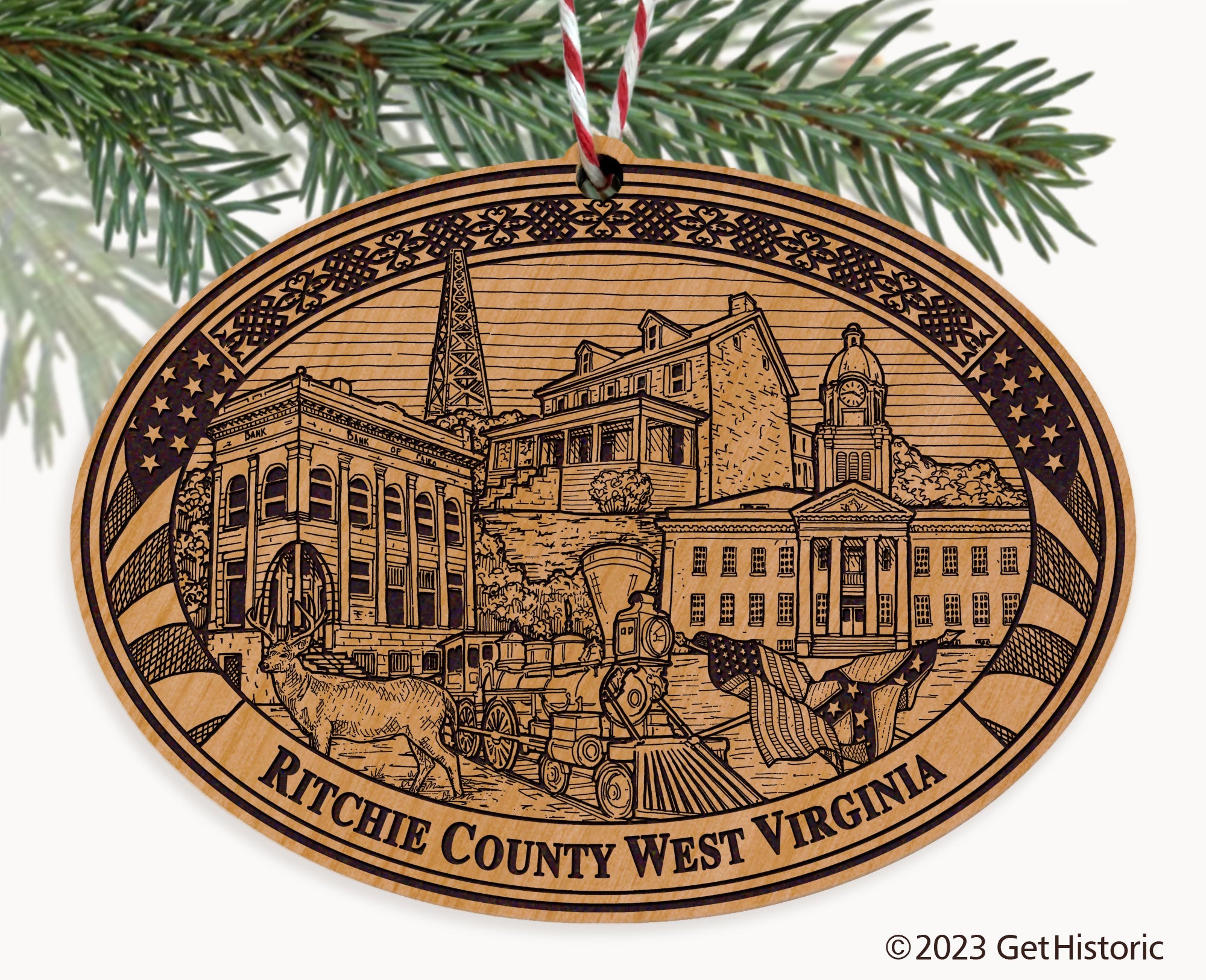 Ritchie County West Virginia Engraved Natural Ornament