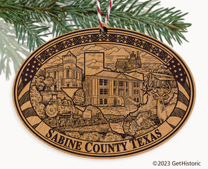 Sabine County Texas Engraved Natural Ornament