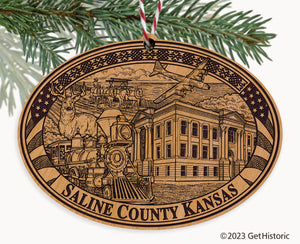 Saline County Kansas Engraved Natural Ornament