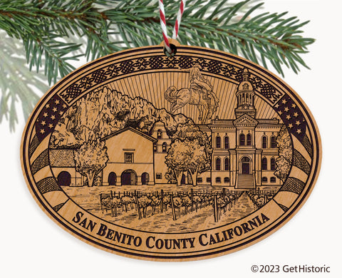 San Benito County California Engraved Natural Ornament