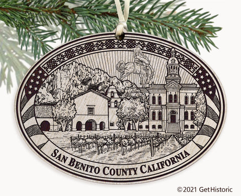 San Benito County California Engraved Ornament