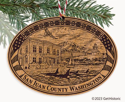 San Juan County Washington Engraved Natural Ornament