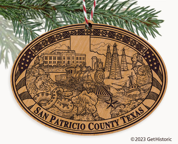 San Patricio County Texas Engraved Natural Ornament