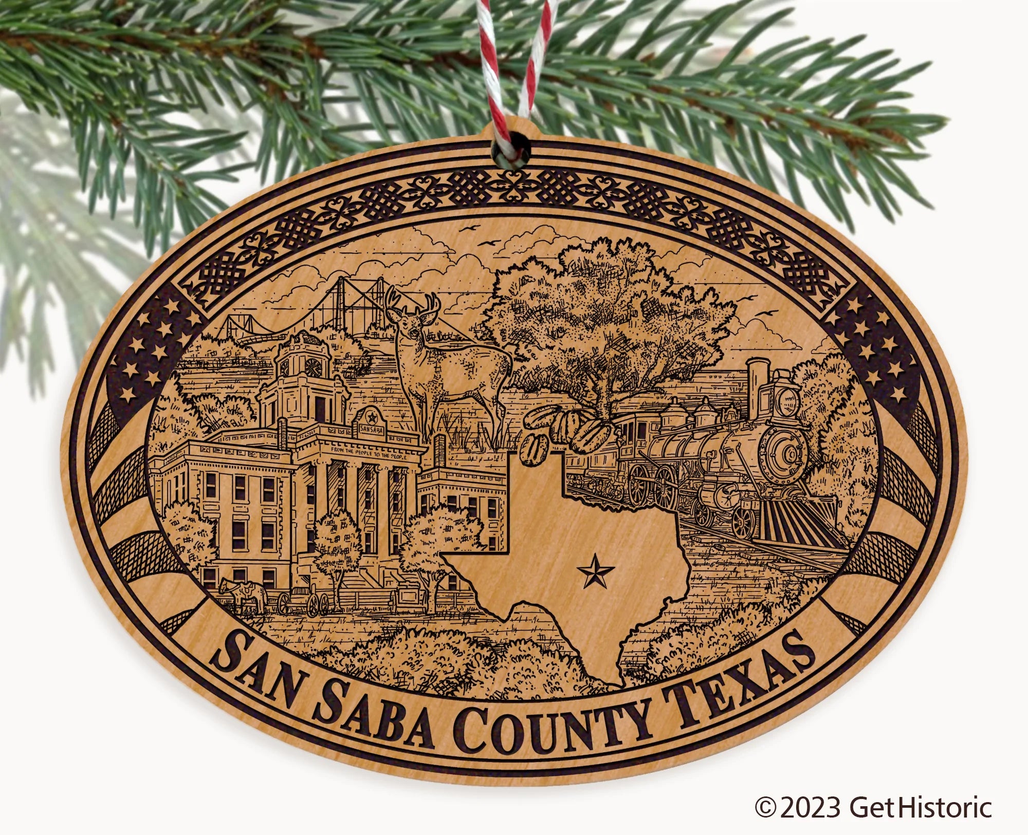 San Saba County Texas Engraved Natural Ornament