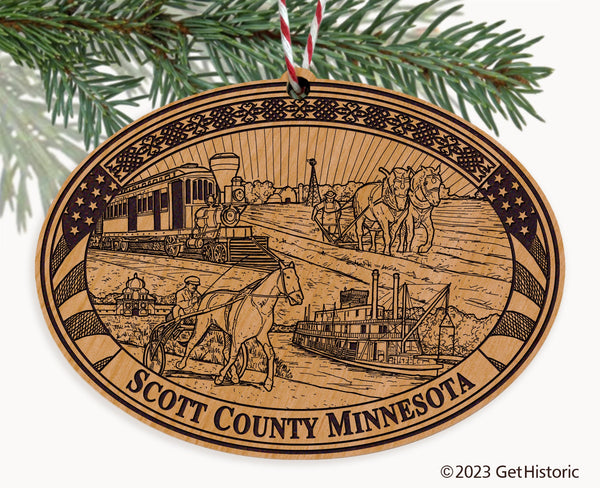 Scott County Minnesota Engraved Natural Ornament