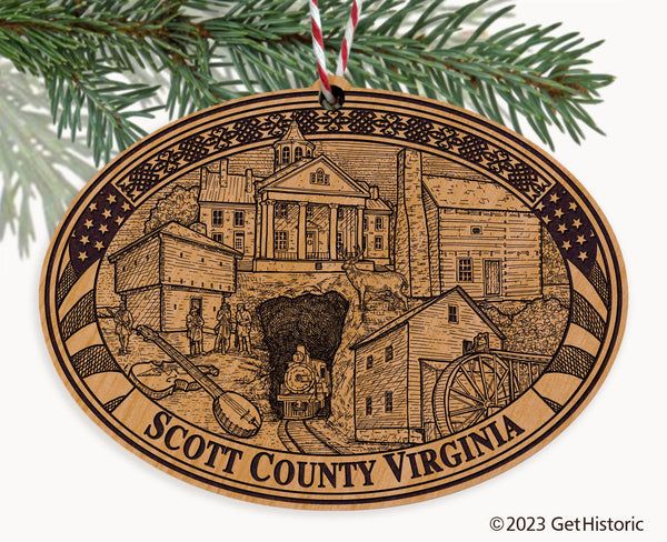 Scott County Virginia Engraved Natural Ornament