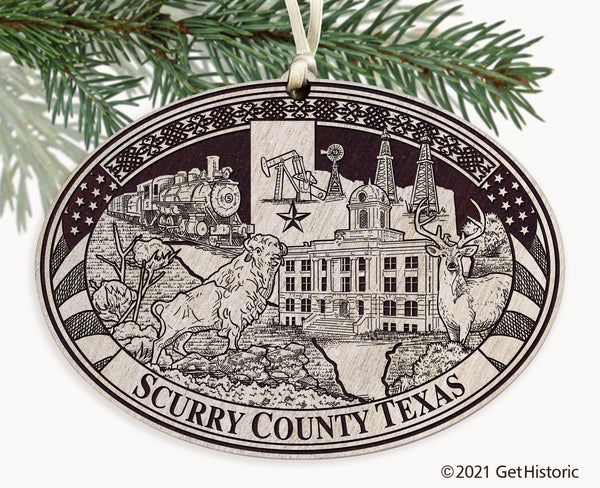 Scurry County Texas Engraved Ornament