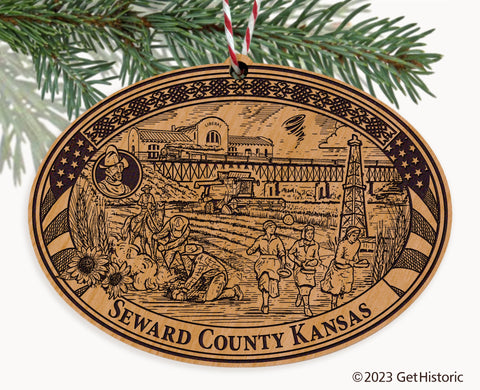 Seward County Kansas Engraved Natural Ornament