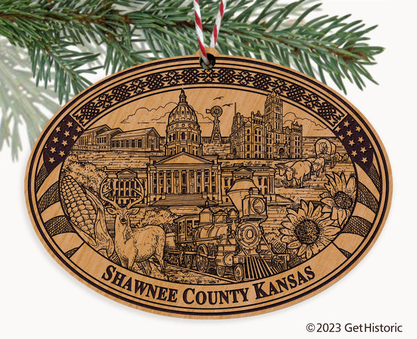 Shawnee County Kansas Engraved Natural Ornament