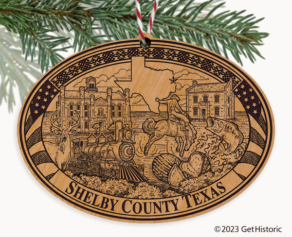 Shelby County Texas Engraved Natural Ornament