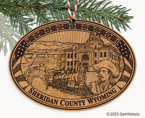 Sheridan County Wyoming Engraved Natural Ornament