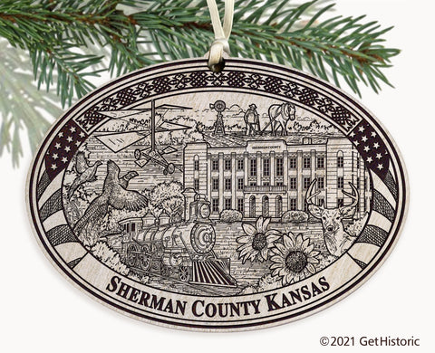 Sherman County Kansas Engraved Ornament