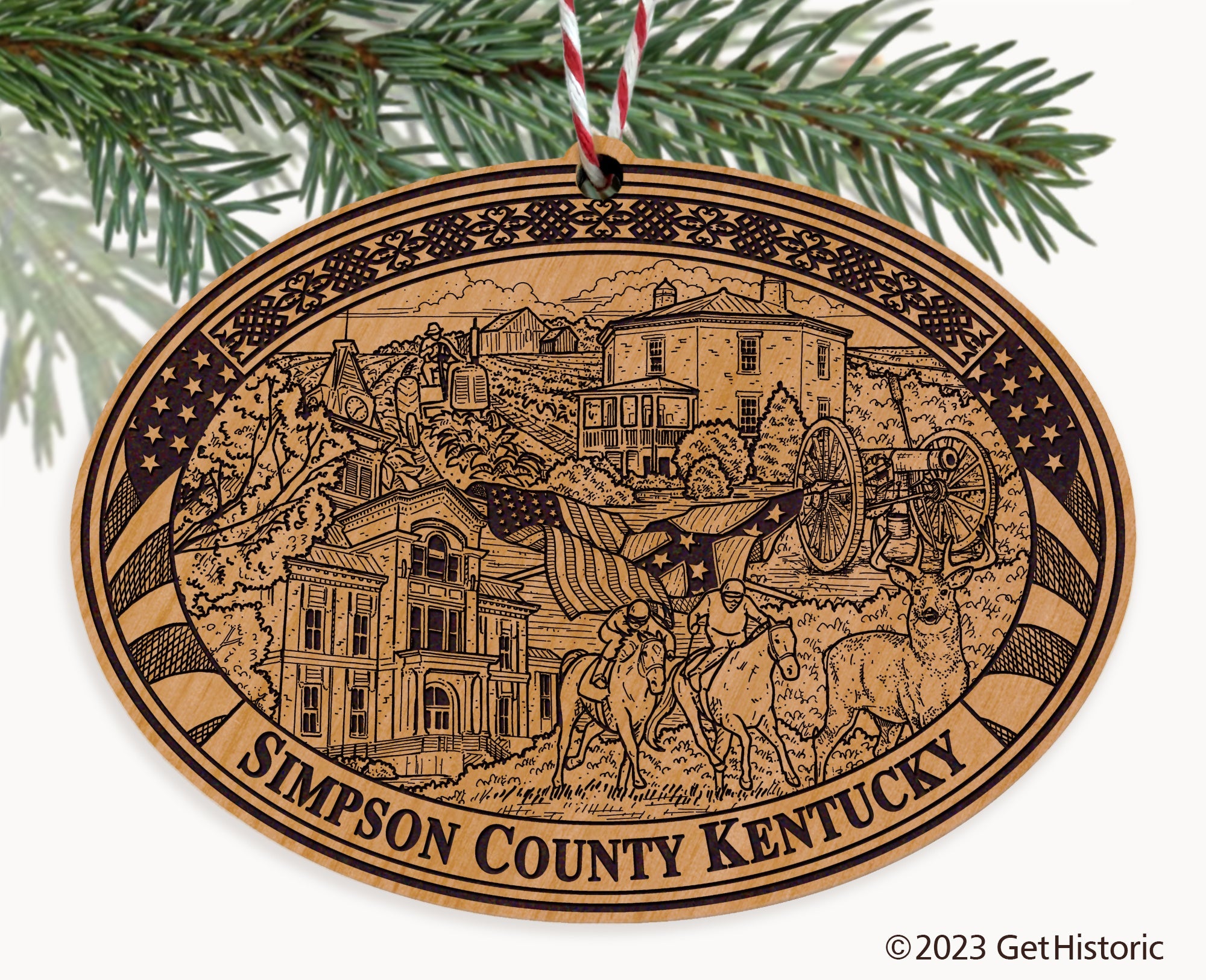 Simpson County Kentucky Engraved Natural Ornament