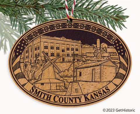 Smith County Kansas Engraved Natural Ornament