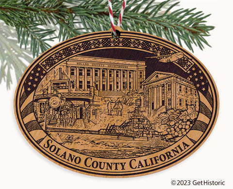 Solano County California Engraved Natural Ornament