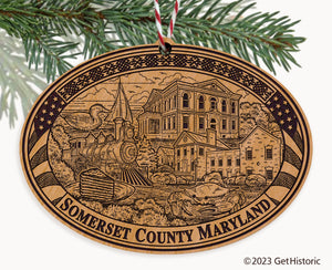 Somerset County Maryland Engraved Natural Ornament