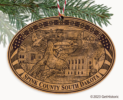 Spink County South Dakota Engraved Natural Ornament