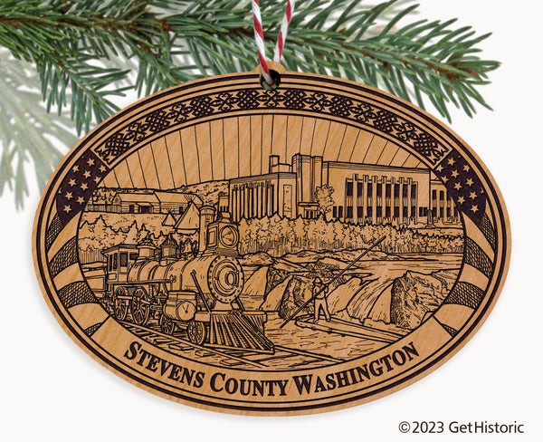 Stevens County Washington Engraved Natural Ornament