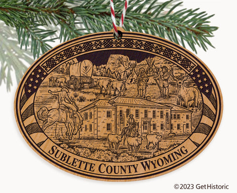 Sublette County Wyoming Engraved Natural Ornament