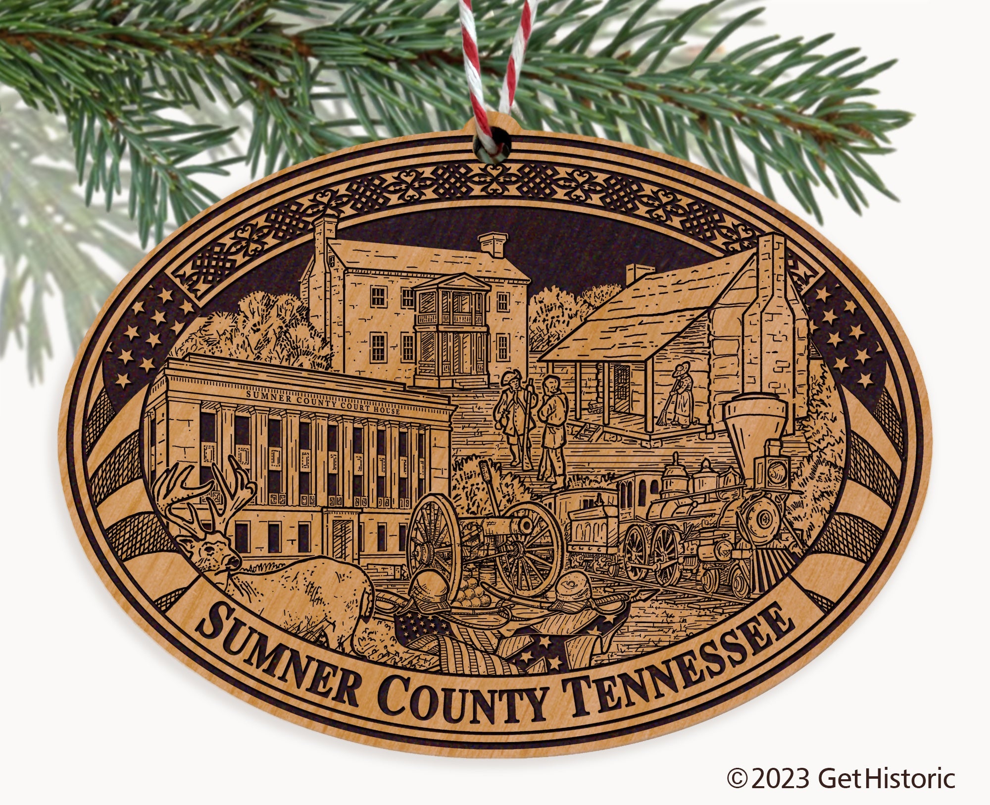 Sumner County Tennessee Engraved Natural Ornament