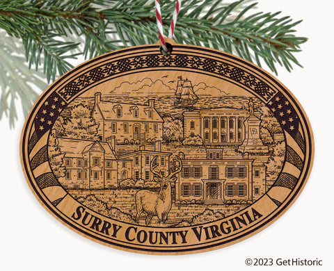 Surry County Virginia Engraved Natural Ornament