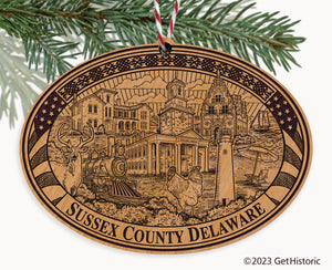 Sussex County Delaware Engraved Natural Ornament