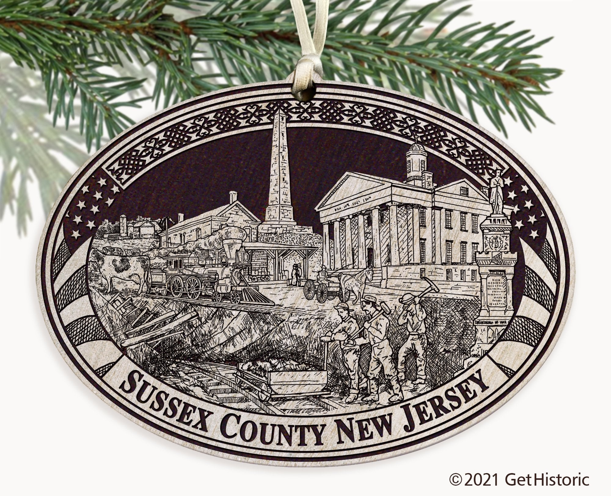 Sussex County New Jersey Engraved Ornament