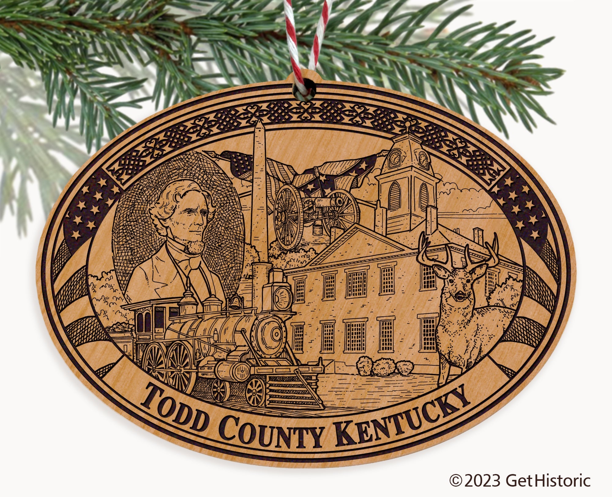 Todd County Kentucky Engraved Natural Ornament